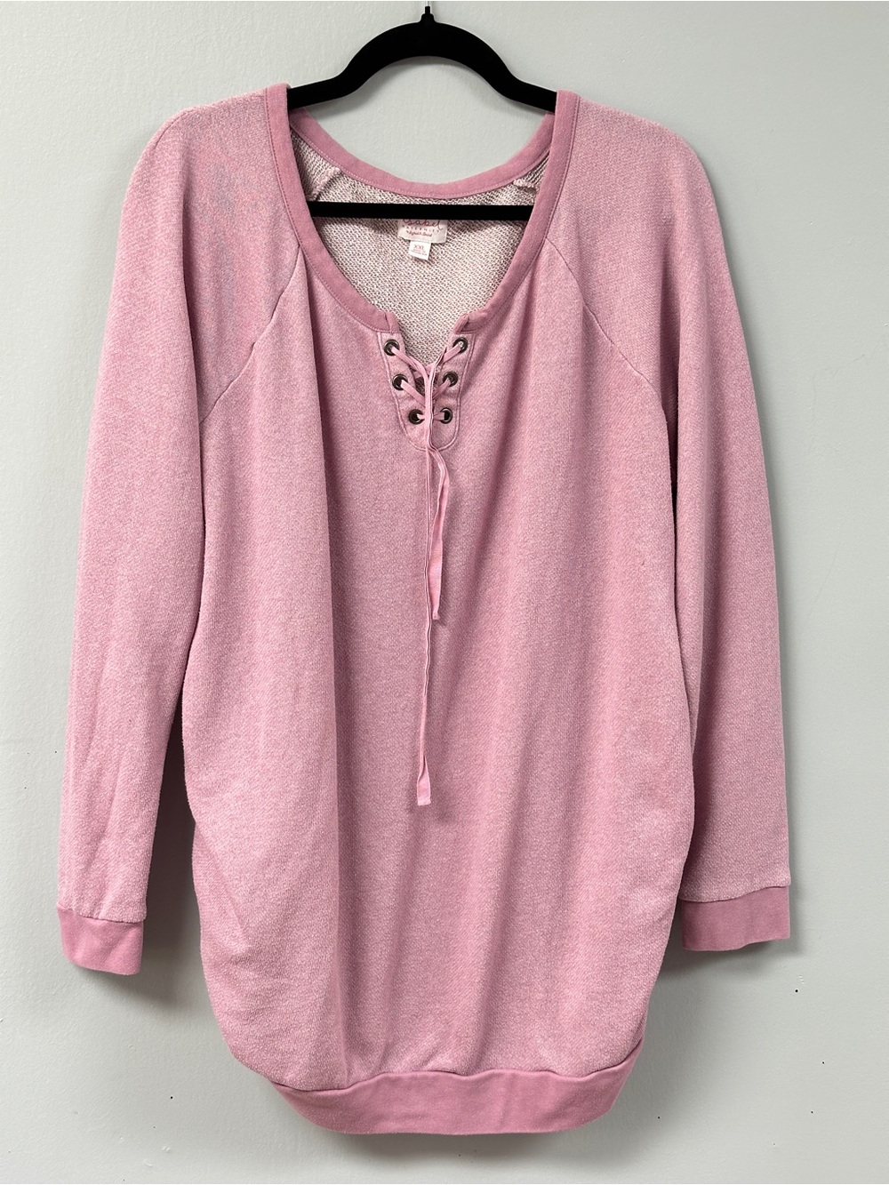Isabel Maternity Pink Lace-Up Raglan Pullover Top XXL